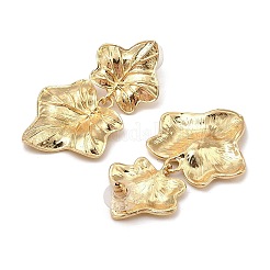 メープルリーフ合金ダングルスタッドピアス  ゴールドカラー  52x31mm&nbsp;EJEW-L096-001G