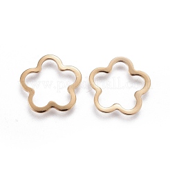 201 ステンレススチールリンクリング  花  ゴールドカラー  14.5x14x0.5~0.8mm  インナーサイズ：12x10mm&nbsp;STAS-F192-004G