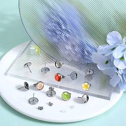 100 шт. плоские круглые серьги-гвоздики из нержавеющей стали STAS-SP0001-61C-P