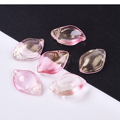 クリアガラスペンダント  グリッターパウダー付き  花びら  ミックスカラー  19x12.5x5.5mm  穴：1mm&nbsp;GLAA-L027-G