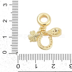 Латунные подвески-шармы с микропаве из прозрачных кубических цирконий в виде божьих коровок&nbsp;KK-G522-28G
