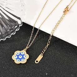 Женские кулоны-цветы с синей эмалью из нержавеющей стали 304&nbsp;NJEW-A064-02G