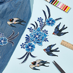 6 шт. 4 шт. компьютерная вышивка с изображением ласточки и цветка PATC-WR0001-02