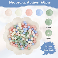 150 шт. 5-х цветные синтетические светящиеся каменные бусины G-OC0004-64