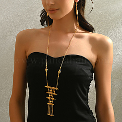 Комплект из латунных ожерелий и серег с геометрическим вырезом и бахромой для женщин EH0238