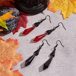 2 пара двухцветных стеклянных сережек в форме черепа с пулей EJEW-AN0002-54