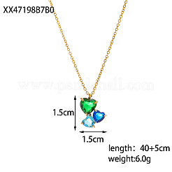 Collares colgantes de circonita cúbica micropavé de acero inoxidable 304&nbsp;NJEW-OY002-39G