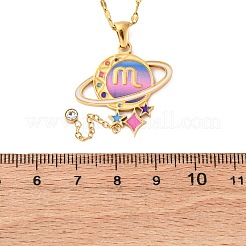 304 Edelstahl Hot Pearl Emaille Konstellation Planet Anhänger Halsketten&nbsp;NJEW-D310-01L-G