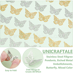 40 шт. филигранные подвески из нержавеющей стали 201 и 304 двух цветов STAS-UN0057-13