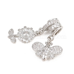 Ciondoli a molla in ottone con pavé di zirconi cubici trasparenti&nbsp;KK-H268-13A-P