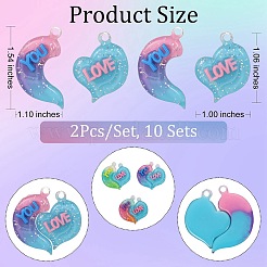 10 ensembles de pendentifs en résine opaque de couleur dégradée&nbsp;RESI-SZ0001-91C