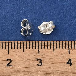 スターリングシルバー製フリクションイヤーナット 925 個  s925スタンプあり  銀  4.5x5.5x3mm  穴：0.9mm  約66個/6g&nbsp;LS-STER-G041-02B