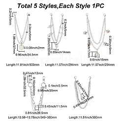 5 шт. 5 стиля железных и сплавных декоративных цепочек для сумок DIY-WR0002-34
