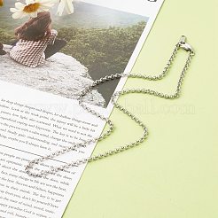 変色しにくい304ステンレススチールのローロチェーンネックレス  ステンレス鋼色  18.11インチ（460mm）&nbsp;NJEW-JN03568-01
