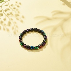 Эластичный браслет с акриловым черепом и бусинами BJEW-JB08544