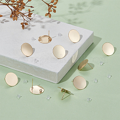 10 шт. латунная плоская круглая фурнитура для сережек-гвоздиков KK-BC0010-97