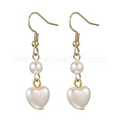 Серьги-подвески в форме сердца из АБС-пластика с имитацией жемчуга EJEW-JE06772