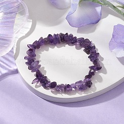 Эластичные браслеты из натурального аметиста с бисером для женщин и мужчин&nbsp;BJEW-JB10652-04