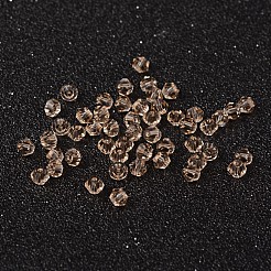 多面カットダブルコーンイミテーションクリスタルガラスビーズ  ダークカーキ  直径約4mm  厚さ3.5mm  穴：1mm&nbsp;X-G22QS162