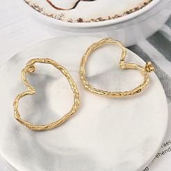 Серьги-гвоздики в форме полого сердца из нержавеющей стали 304 EJEW-K268-55G