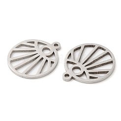 変色しない201ステンレススチールペンダント  中空  アイチャーム付きフラットラウンド  ステンレス鋼色  18x15.5x1mm  穴：1.2mm&nbsp;STAS-A084-13P