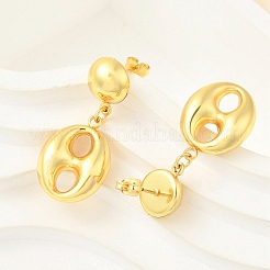 女性用楕円形 304 ステンレススチール スタッド イヤリング  ゴールドカラー  32x15mm&nbsp;EJEW-A125-39G