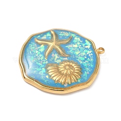 Подвески из нержавеющей стали 304 из эпоксидной смолы с натуральными ракушками и пайетками внутри&nbsp;STAS-L026-17G-G03