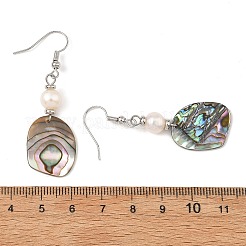 Ohrhänger aus natürlichen Süßwasserzuchtperlen und Abalone-/Paua-Muschelperlen&nbsp;EJEW-JE07313-02