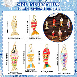6 pièces 6 styles de pendentifs en laiton plaqué en rack&nbsp;KK-SZ0008-31