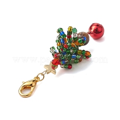 Рождественские елочные стеклянные бусины и подвески из натурального тигрового глаза&nbsp;HJEW-MZ00075-02