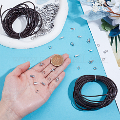 DIYジュエリー作り用金具キット  牛革革コードを含む  304ステンレス鋼折りたたみ式カシメエンドパーツ子  ロブスターの爪の留め金と丸カン  ココナッツブラウン  2mm&nbsp;DIY-UN0007-19B