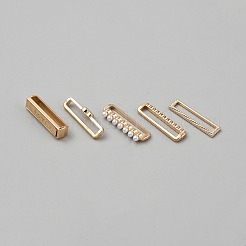 5個 5スタイル長方形亜鉛合金時計バンドチャーム 時計ループアクセサリー用  プラスチック模造真珠付き  ライトゴールド  1.5~25x23.5~24.5x6~8mm  穴：20.5x2.5~3mm  1個/スタイル&nbsp;FIND-WH0111-651A