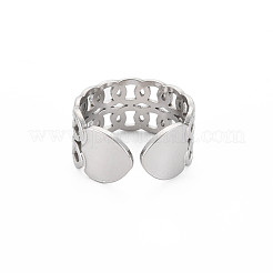 変色しない304ステンレススチールカーブチェーンオープンカフリング女性用  ステンレス鋼色  usサイズ7 1/4(17.5mm)&nbsp;RJEW-S405-162P