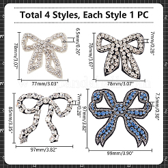 4 шт. 4 стиля бант стеклянные стразы бисер цветы аппликации&nbsp;PATC-GO0001-11