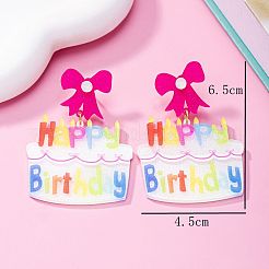 バースデーケーキのアクリルダングルスタッドピアス  蝶結び  65x45mm&nbsp;FS-WG75373-02
