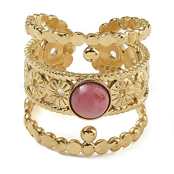 Кольца натурального родонита&nbsp;RJEW-U027-03G-05