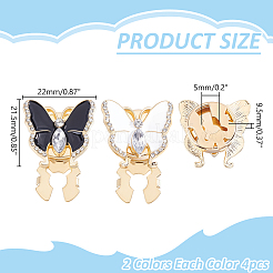 8 pieza de gemelos de aleación de rhinestone de 2 colores&nbsp;BUTT-WR0001-41