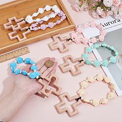 6 шт. подвесные украшения из силикона и дерева&nbsp;HJEW-BC00073