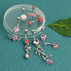 8 шт. 8 стиля из нержавеющей стали 316l роза стразы сердце крыло круглая изогнутая штанга живот кольца набор FS-WG1B07E-01