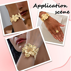 3 стиль браслеты-манжеты из сплава с цветком и наборы колец для женщин SJEW-CY0001-01