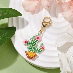 Decorazioni pendenti con perline di semi di vetro di cactus&nbsp;HJEW-SZ00033
