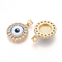 Латунные подвески с микропаве из прозрачных кубических цирконий для женщин&nbsp;KK-T070-92A-01