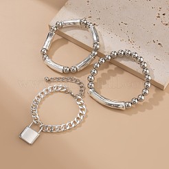 Armbandsets mit Schlossanhängern aus Legierung und CCB-Kunststoff&nbsp;WG4A988-01