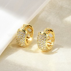 Латунные микро проложить серьги обруча кубического циркония&nbsp;EJEW-D311-078G