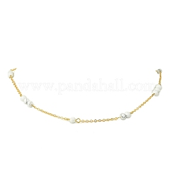 Colliers pour femmes avec perles rondes en howlite naturelle de 5 mm et chaîne en laiton.&nbsp;NJEW-JN06378-01