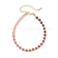 Bracelets en laiton et perles rondelles de jade naturel teint de Malaisie pour femmes&nbsp;BJEW-JB13323-01