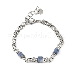 Браслеты-цепочки из натуральной голубой пятнистой яшмы для женщин&nbsp;BJEW-Z148-06P-05