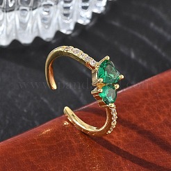 Anneaux ouverts de manchette en laiton à micro-pavé de zircone cubique&nbsp;RJEW-Z145-03G