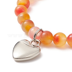 Двухцветный эластичный браслет из бисера из натурального нефрита&nbsp;BJEW-JB09176