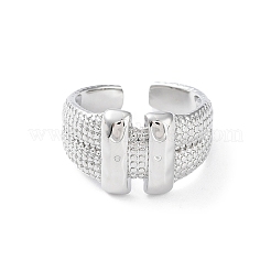 Прямоугольная форма стойки с латунным открытым кольцом-манжетой для женщин RJEW-F155-03P